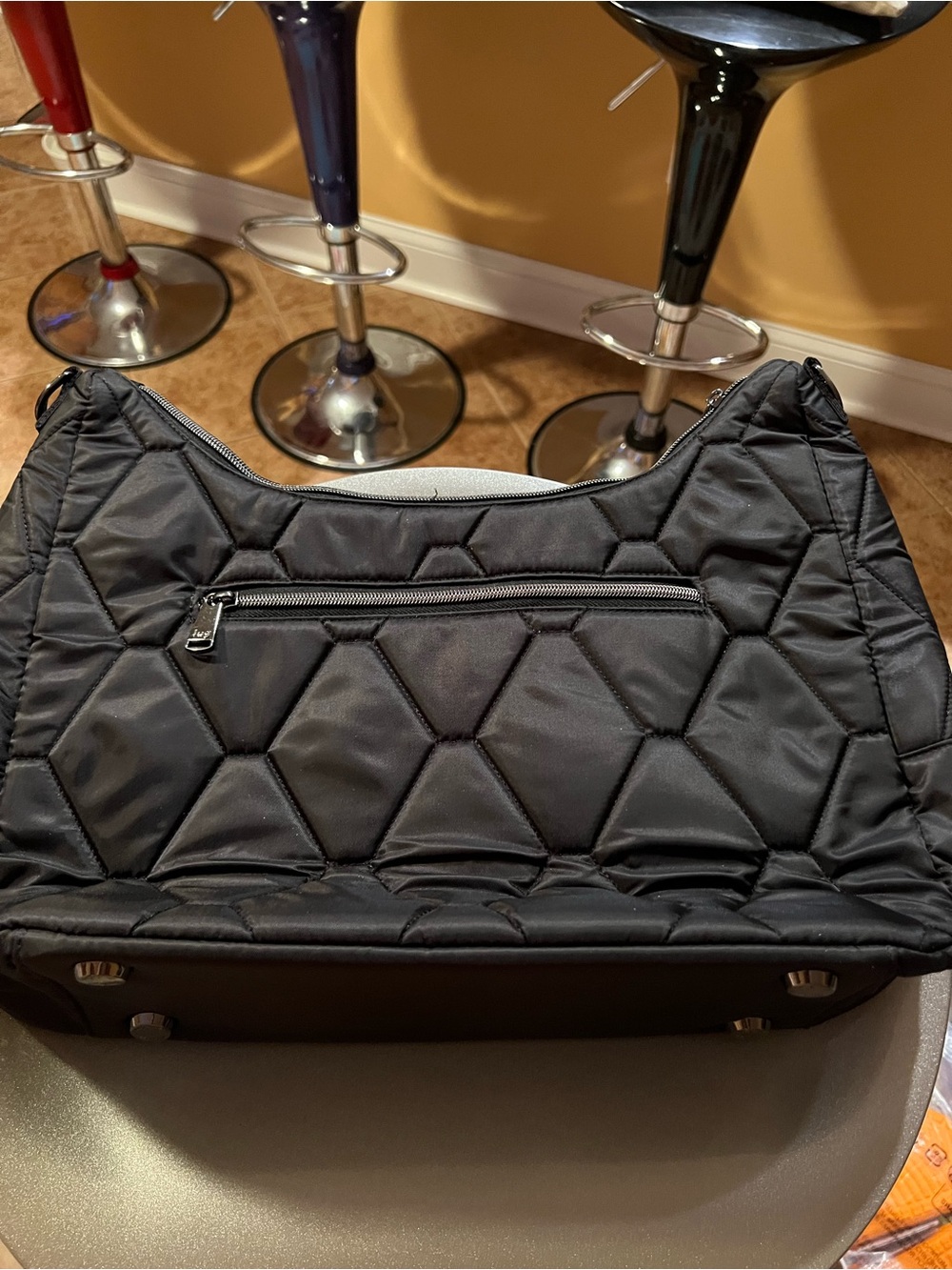 lug Winger Black Quilted Crossbody Bag with circle pouch NWT